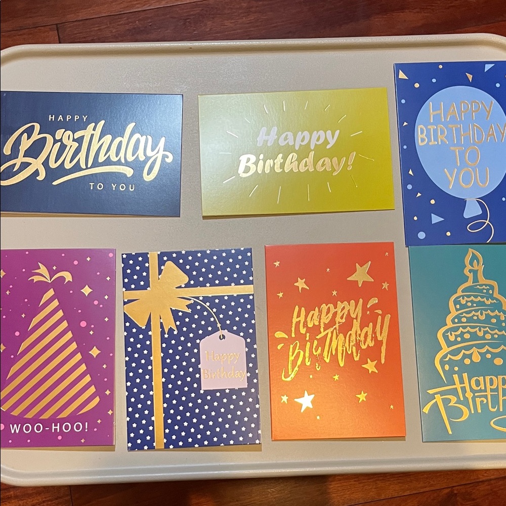 Assorted Happy Birthday Cards Set 7 pieces new